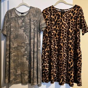 Agnes & Dora Camo and Leopard Print Tunic Dresses L Xl